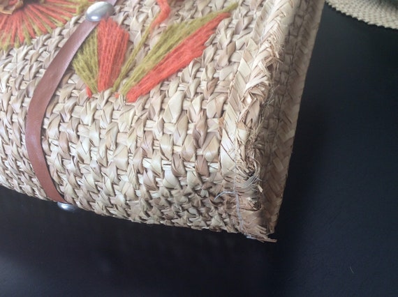 Vintage Straw Bag made in Mexico/Woven Straw Bag/… - image 4
