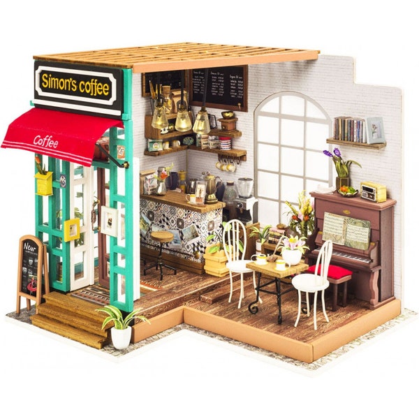 Kit de maison miniature de bricolage Construire des maisons miniatures de café simon