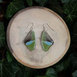 Olivewing Butterfly - dangle earrings, real butterfly wings, magic, fairy, handmade, lightweight, archival resin, ethically sourced