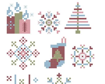 Christmas Gift Tags- digital cross stitch pattern