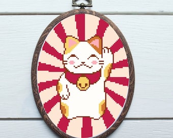 Maneki Neko - digital cross stitch pattern