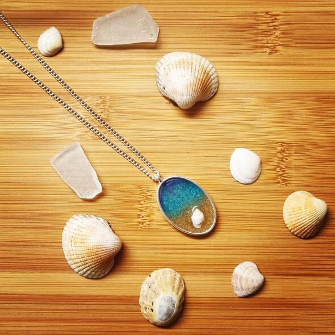 Beach Necklace Real Sand Real Shell Seaside Necklace Etsy UK