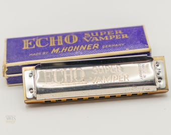 ビンテージ M.HOHNER ホーナー Echo Vamperハーモニカ Vintage Hohner Echo Vamper Bell Metal Reed Harmonica - Key of G - Etsy