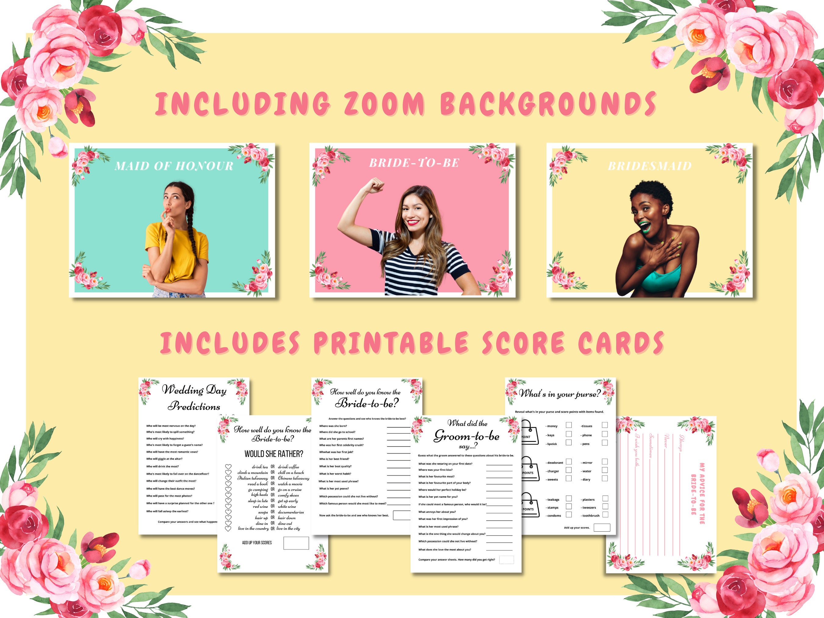 Virtual Bridal Shower Games Bundle Bachelorette Zoom Party Bridal Shower Zoom Games Instant