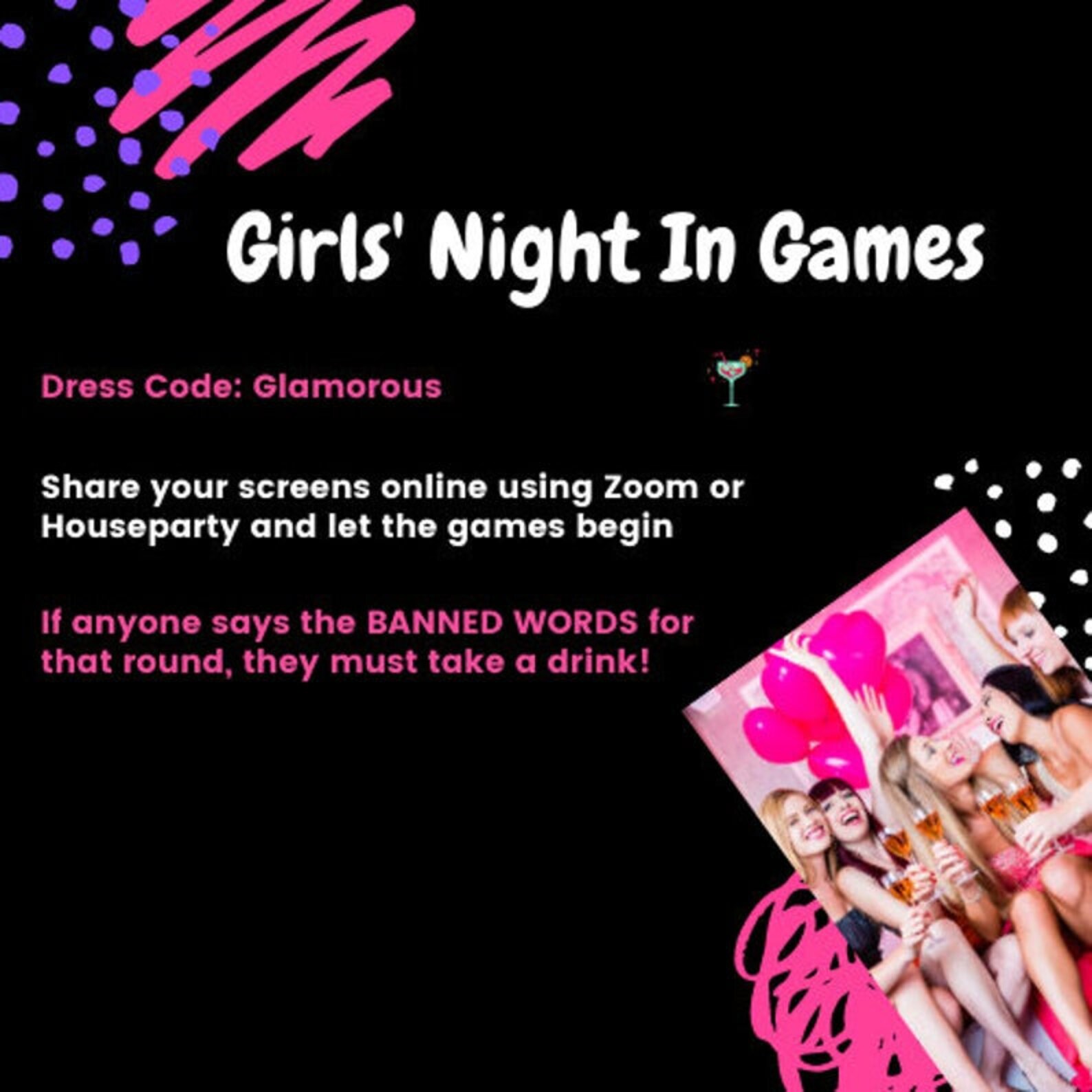GIRLS' NIGHT IN Virtual Party Game Adult Party Games Girls' Night