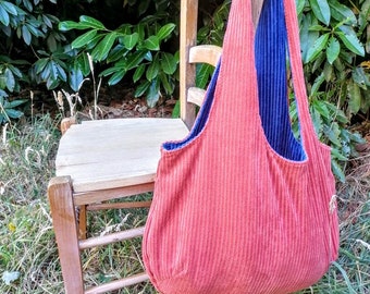 Reversible corduroy tote bag/tote bag