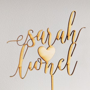 Personalized Name Cake Topper - Engagement Cake Topper - Custom Cake Topper - Names with Heart Cake Topper - Bachelorette Party Cake Topper