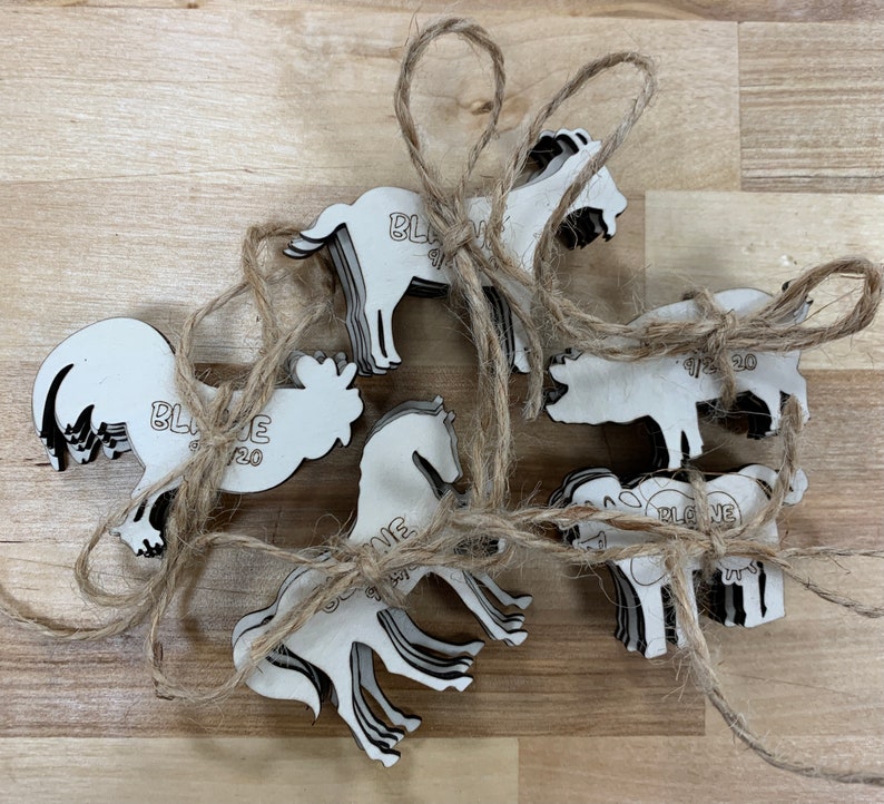 Barn Birthday Party Favors Miniature Farm Animals Personalized Barnyard Animals First Birthday Barn Yard Animals Table