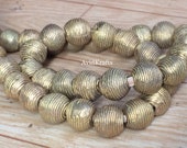 22 44 Ribbed Round Brass Beads. 12 13mm diameter Ghana lost wax Brass beads. Ashanti Craft Beads . AvidKrafts (821)
