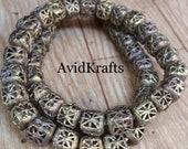 25 50 Rounded Cube Brass Beads. 10 11mm Ghana Brass Beads. Lost Wax Brass. Ashanti Craft Beads. AvidKrafts (275)