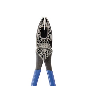 Aztec Engraved Klein Linesmen Pliers for Electricians