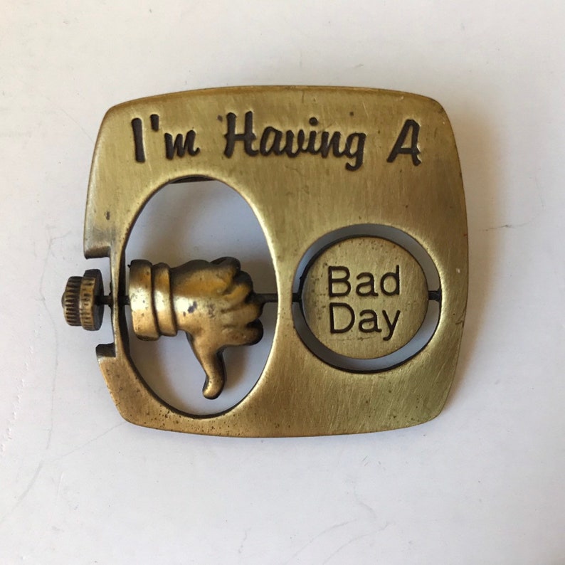 Vintage JJ Brooch Good Day Bad Day Aticulated Brooch