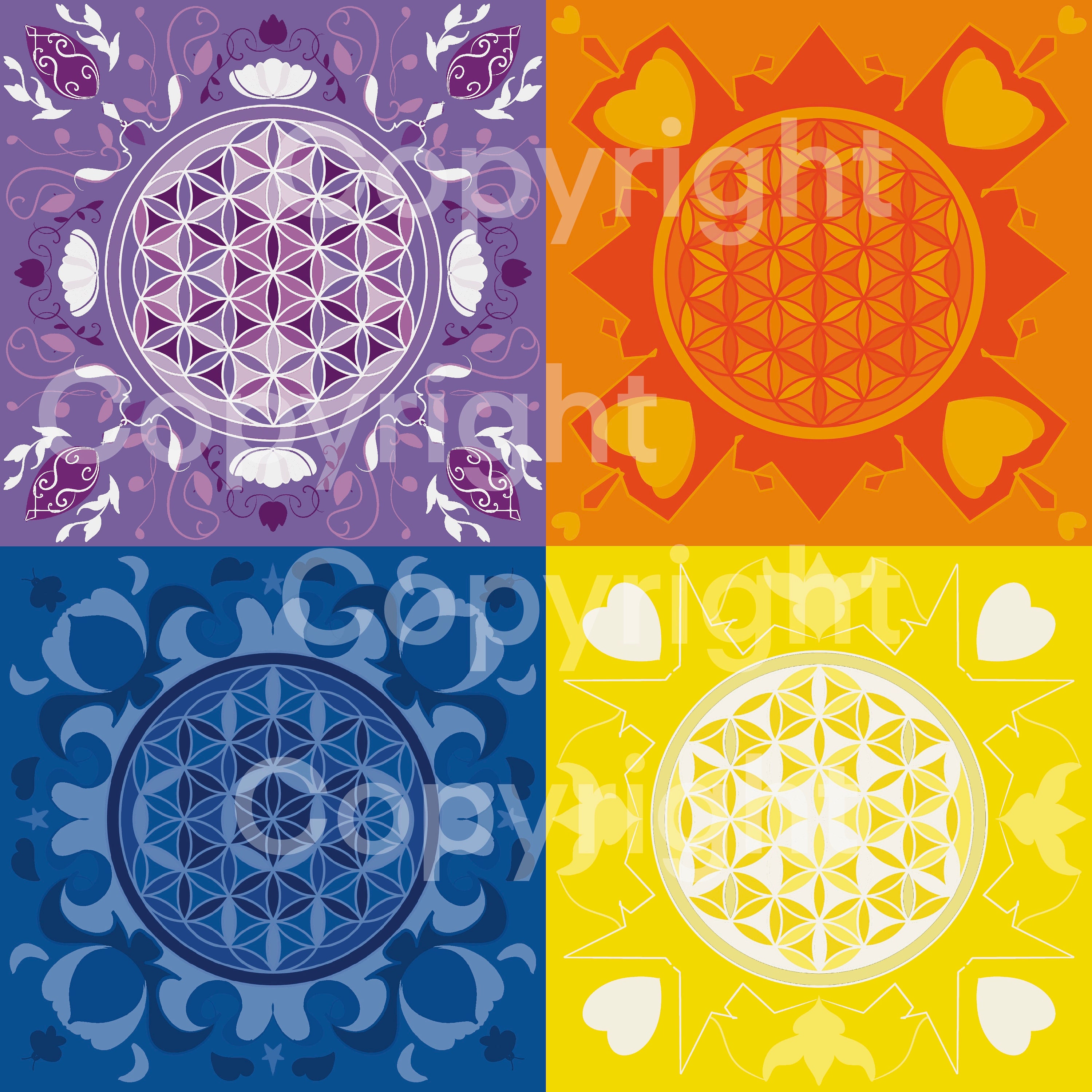 8 Flowers of Life to Download. Digital Flower of Life. Sacred Geometry