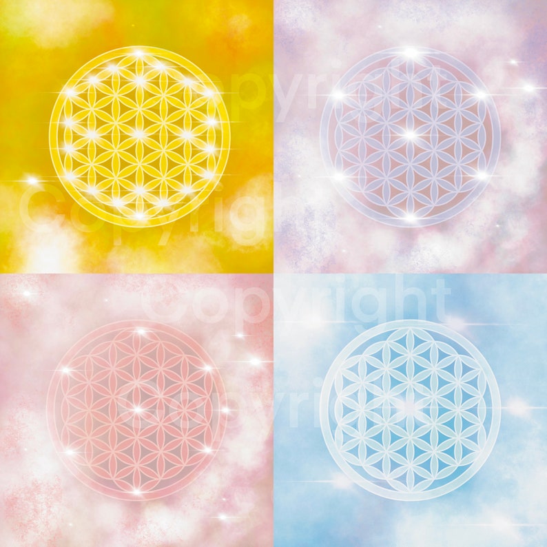 8 Flowers of Life to Download. Digital Flower of Life. Sacred Geometry