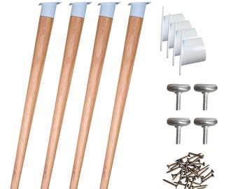 Design Table Leg (set of 4) Solid Oak 71cm Slanted Model with Metal Head