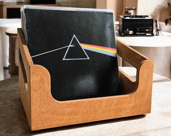 Wooden Vinyl Record Storage Box | Light oak| Minimalist LP Holder Crate | Handmade Record Organizer | Vintoon | design | strong | plywood
