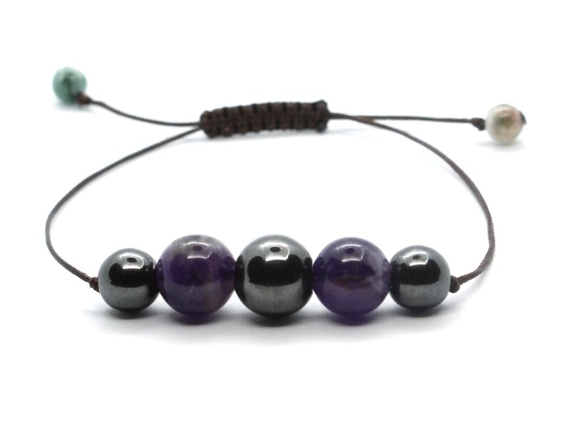 Emotional,Yoga Serenity Bracelet Chakra Balancing Adjustable Bracelet Willpower Bracelet Hematite Bracelet Gemstones Amethyst Bracelet
