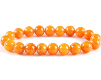 10 Mm Naturel Rose & Blanc & Orange JADE JADEITE perles rondes Extensible Bracelet Jonc 