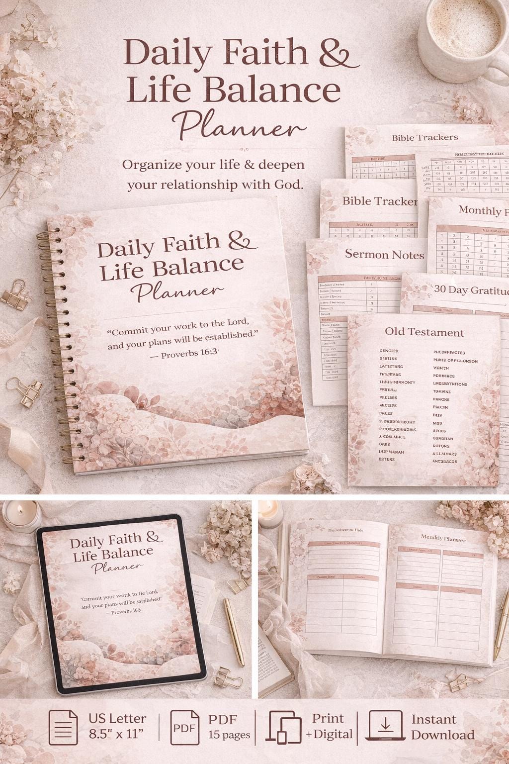Bible Study and Faith Planner | Christian Prayer Journal PDF | Sermon ...