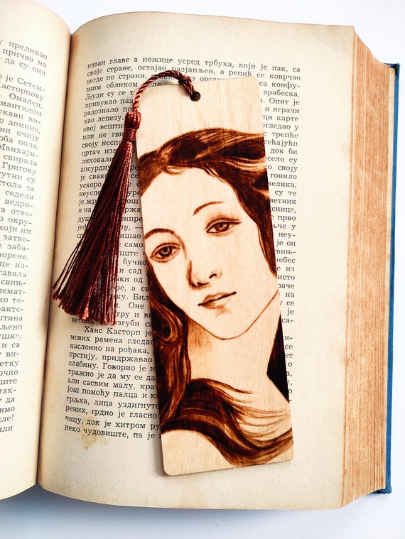 Birth of Venus Wooden Bookmark, Pyrography Art, Personalized Gift