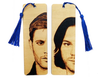 Supernatural Wooden Bookmark, Dean and Sam Winchester Pyrography art; SPN gift