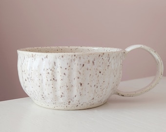 Handmade Ceramic Cappuccino Mug - Rustic Speckled Glaze