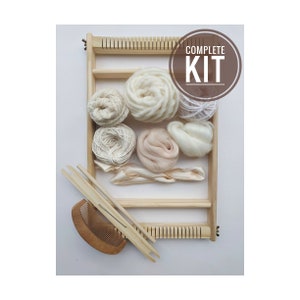 Weaving Starter Pack, Blush n' Cream Beginner Tapestry Kit, Complete with Loom and Tools
