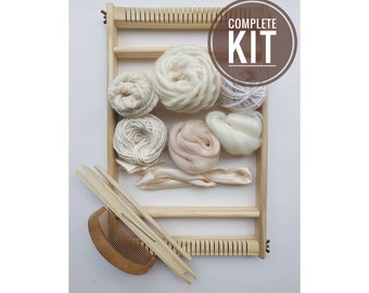 Weaving Starter Pack, Blush n' Cream Beginner Tapestry Kit, Complete with Loom and Tools