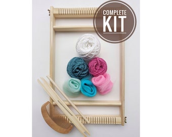 Weaving Starter Pack, Bright Summer Beginner Tapestry Kit, Complete with Loom and Tools