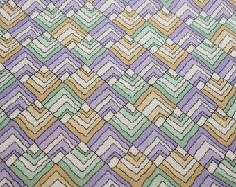 Vintage Pop Art Fabric - 3.5 Yards x 56" Wide - Purple, Green, Yellow Fabric - Polyester - New Old Stock - Vintage Fabric - Mod Fabric