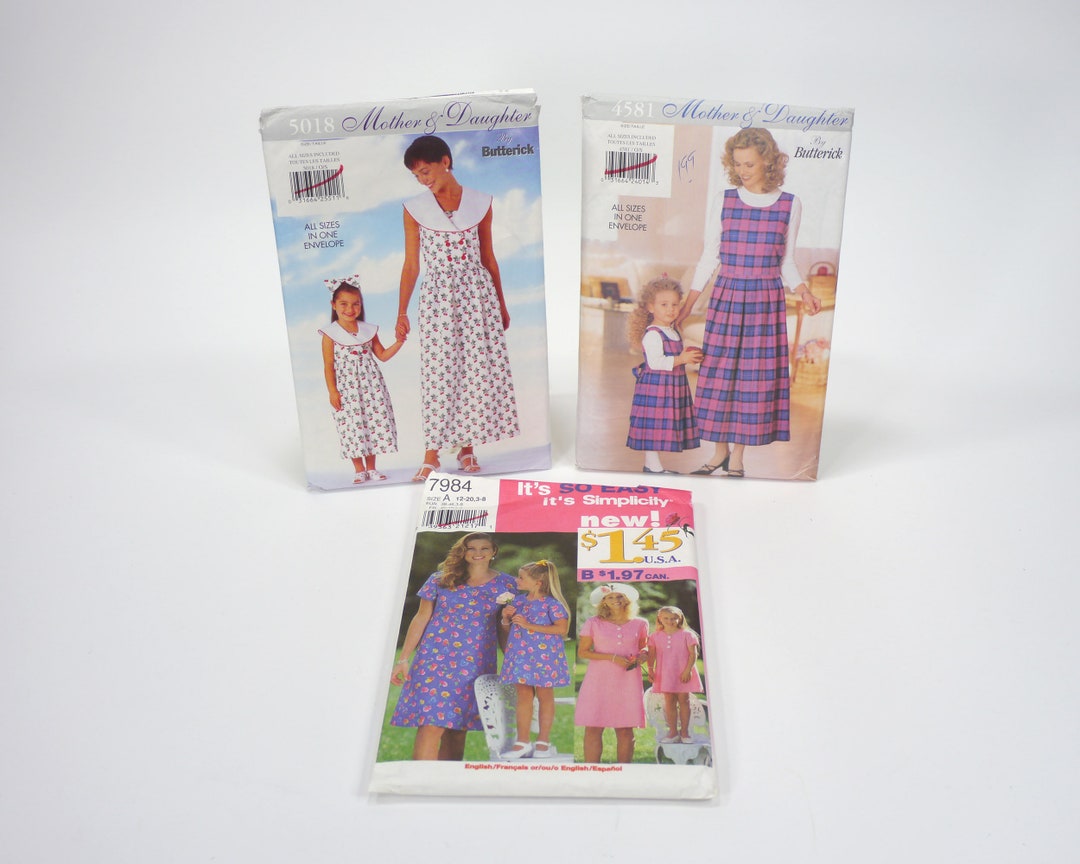 Vintage Mother & Daughter Sewing Patterns Lot of 3 Butterick 4581 ...