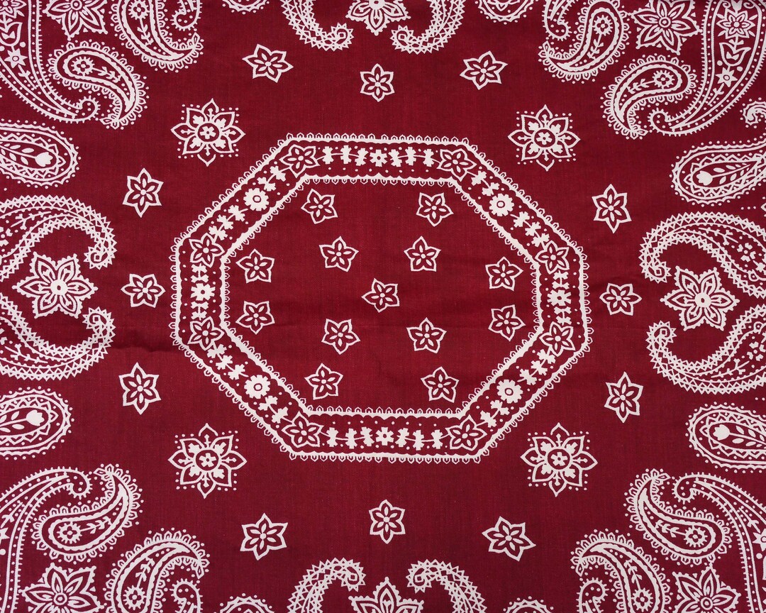 Vintage Red Bandana Print Fabric Panel Print 1 Piece Etsy