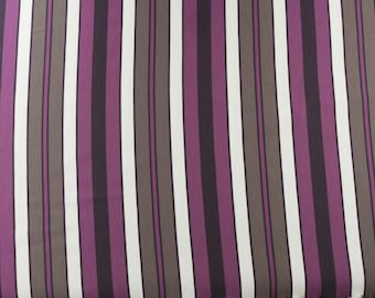 Yipes, Stripes!  4 Yards x 60" Wide Polyester Fabric from 1980's - 1" Wide Stripes - Purple, Gray, Black, White Striped Fabric - NOS