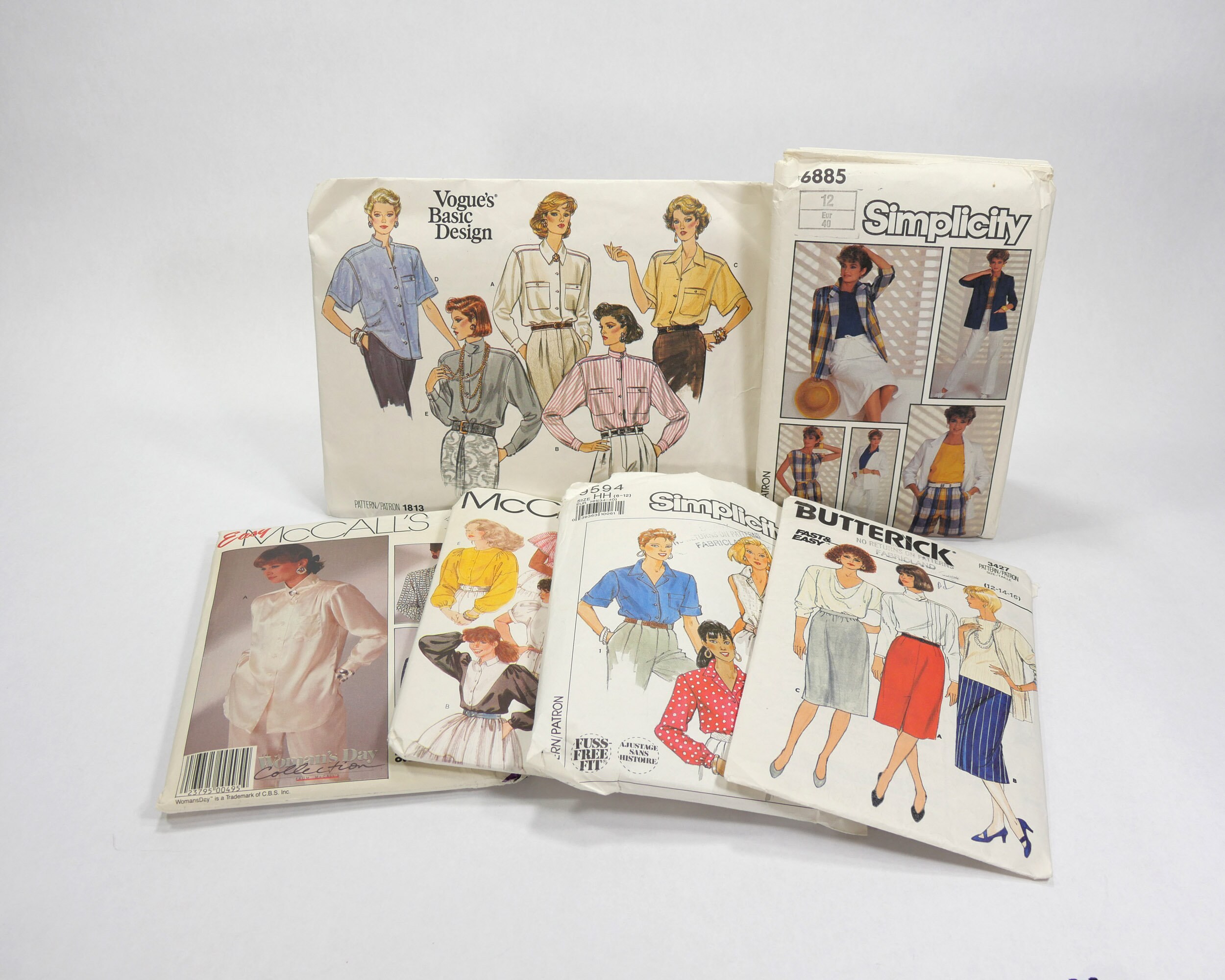 Vintage 1980's Women's Sewing Patterns - Lot of 6 - Complete/uncut