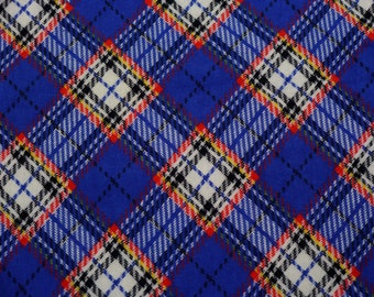 Vintage Blue & Red Flannel Plaid Fabric - 1 Piece - 2 Yards x 42" Wide - Cotton - Garment - Sewing Project