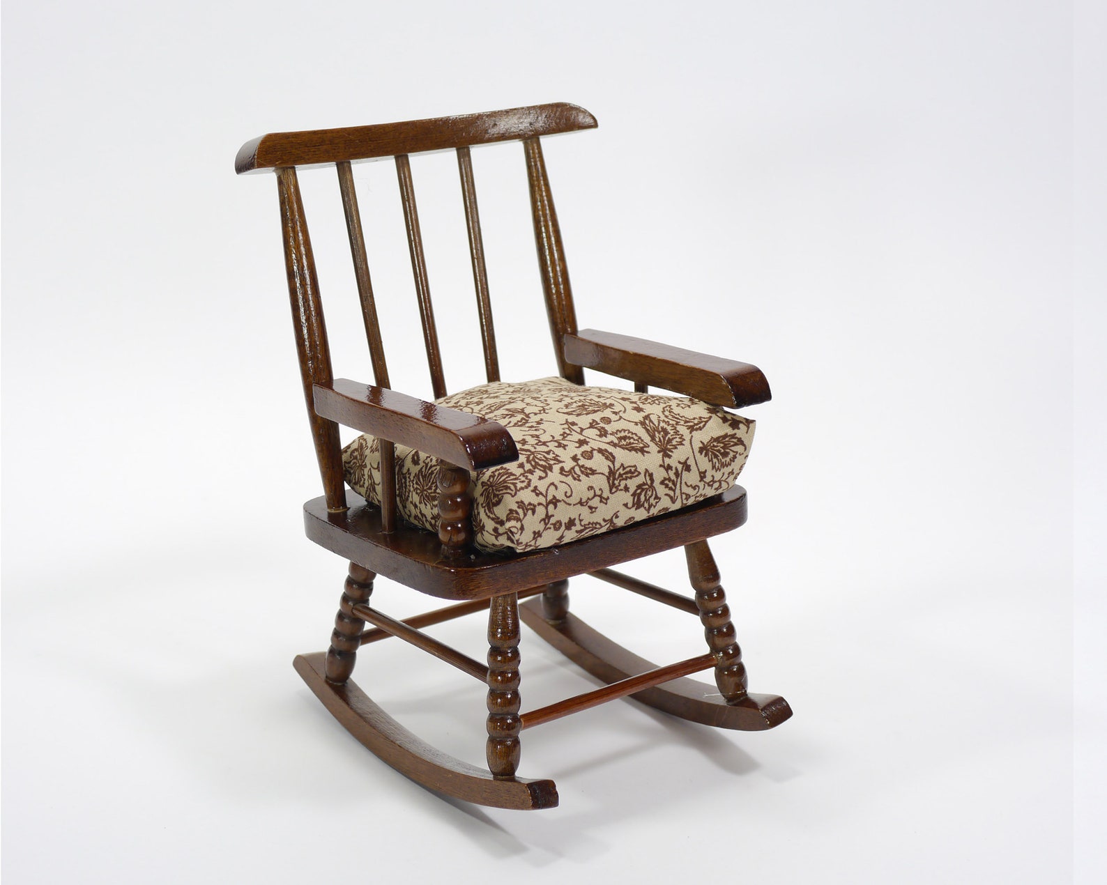 Vintage Small Rocking Chair Pincushion Wood Rocking Chair Floral Pin