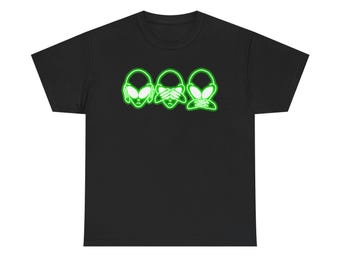 Neon Hear/See/Speak No Evil Alien Tee