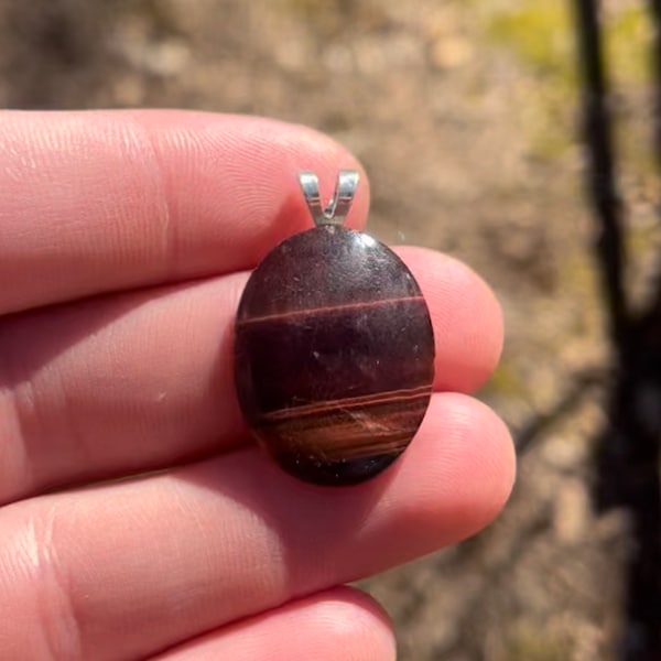 Handmade Red Tiger’s Eye Cabochon Pendant