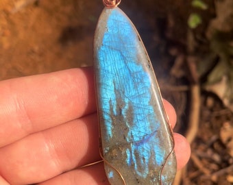 Handmade Labradorite Wire Wrap Pendant