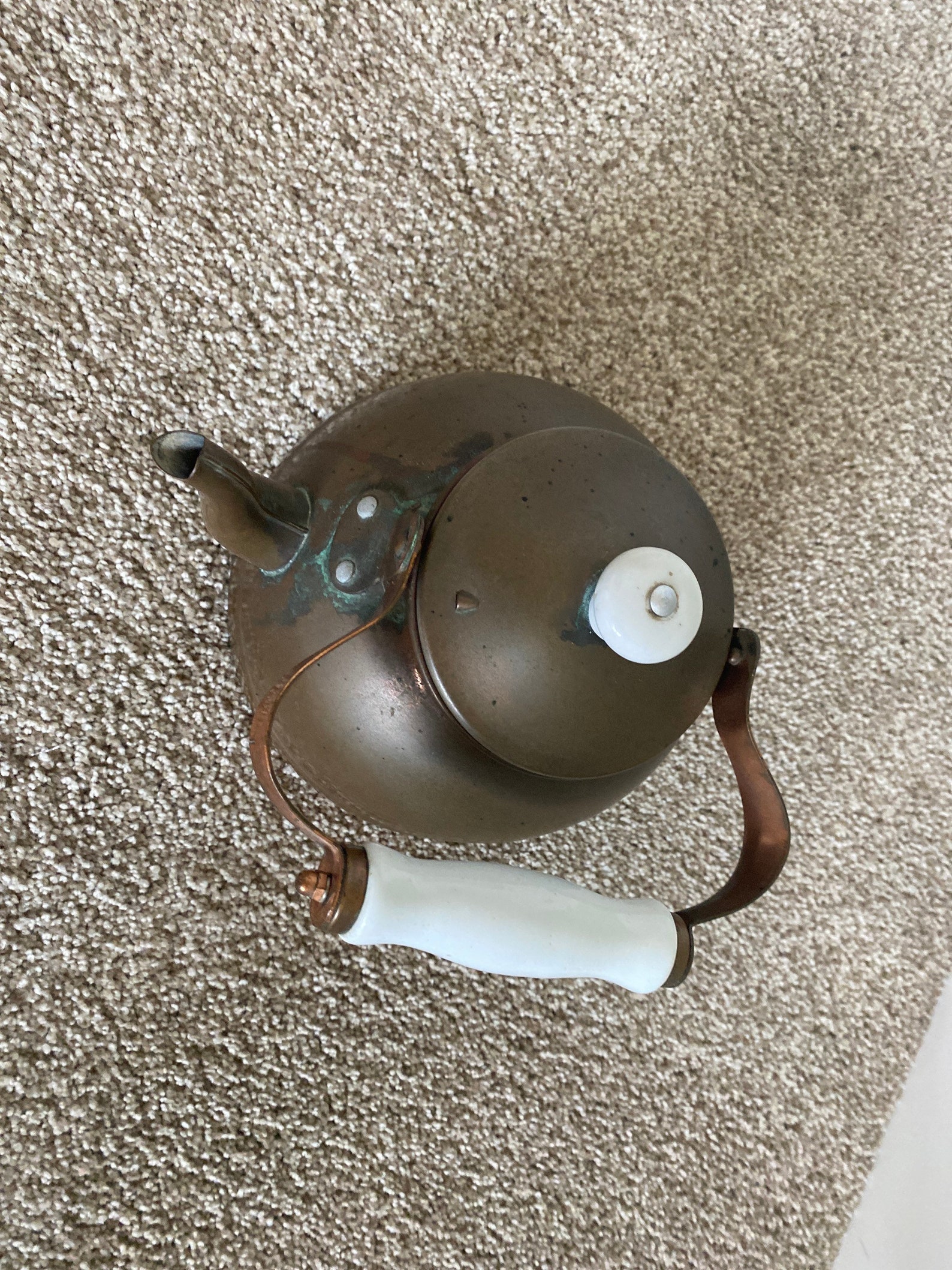 Vintage copper kettle with porcelain handle Etsy