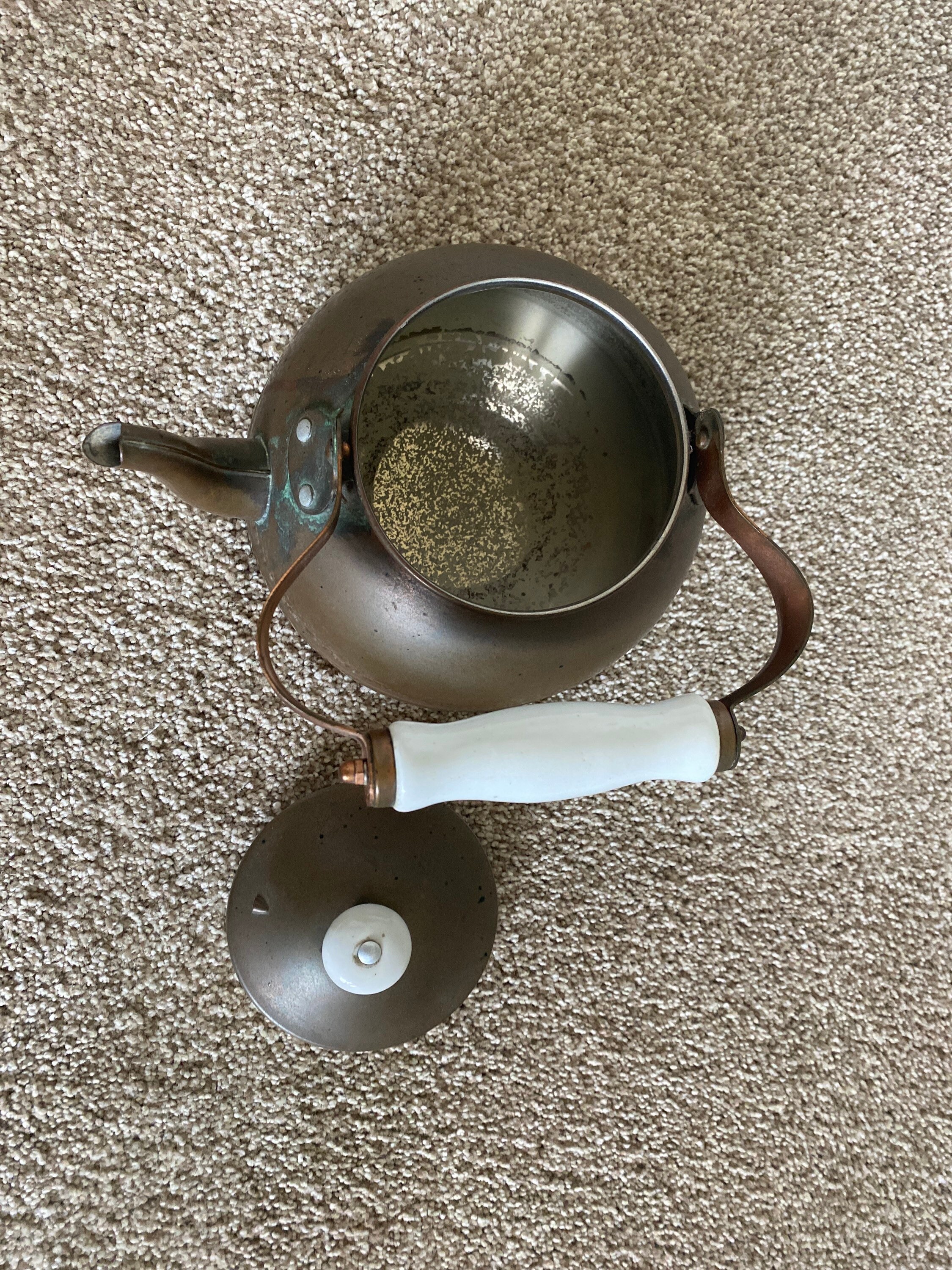 Vintage copper kettle with porcelain handle Etsy
