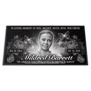 Grave Marker 20x10x1, Engraved portrait on natural granite