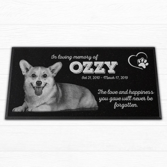 Personalized 12x6 Pet Grave Marker, Pet Memorial Stone Engraved on Granite