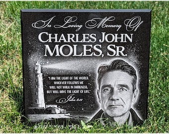 Personalized Granite Memorial Stone: "Guiding Light" Grave Marker