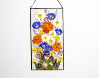 Pressed flower frame  Framed pressed flowers  Floating frame Pressed flower art, Dried flower frame stained glass frame Wall art