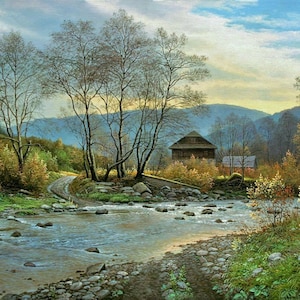 REALISM OIL PAINTING Original landscape painting Large wall decor