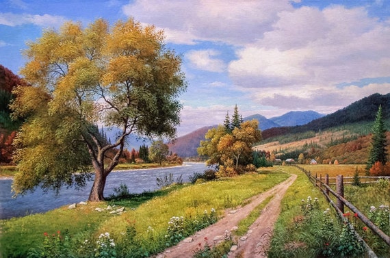 Large Landscape Painting Wall Art Realist Fain Image 0