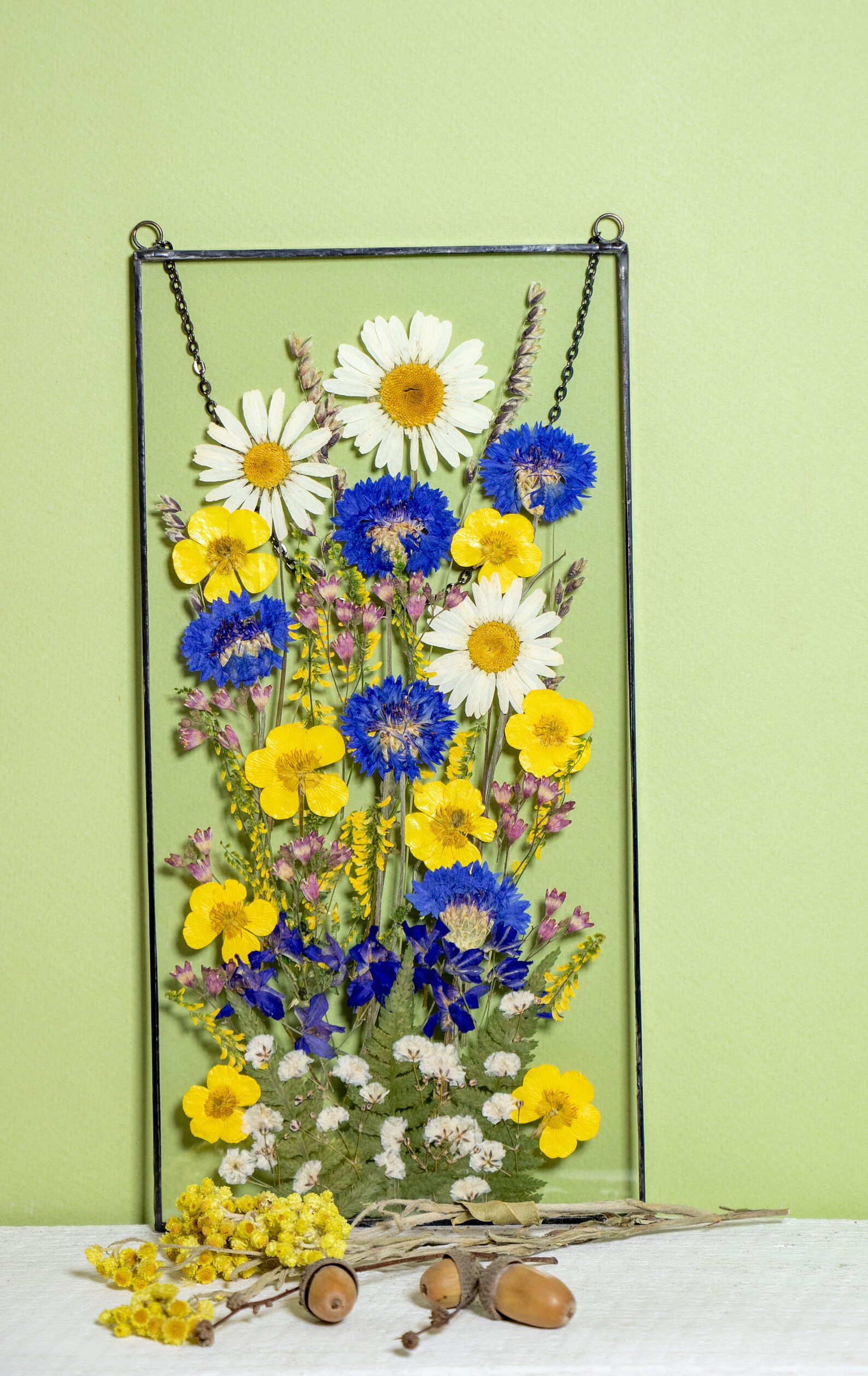 Pressed Flower Frame Wall Decor Wall Art Mimosa Aesthetic Room Etsy