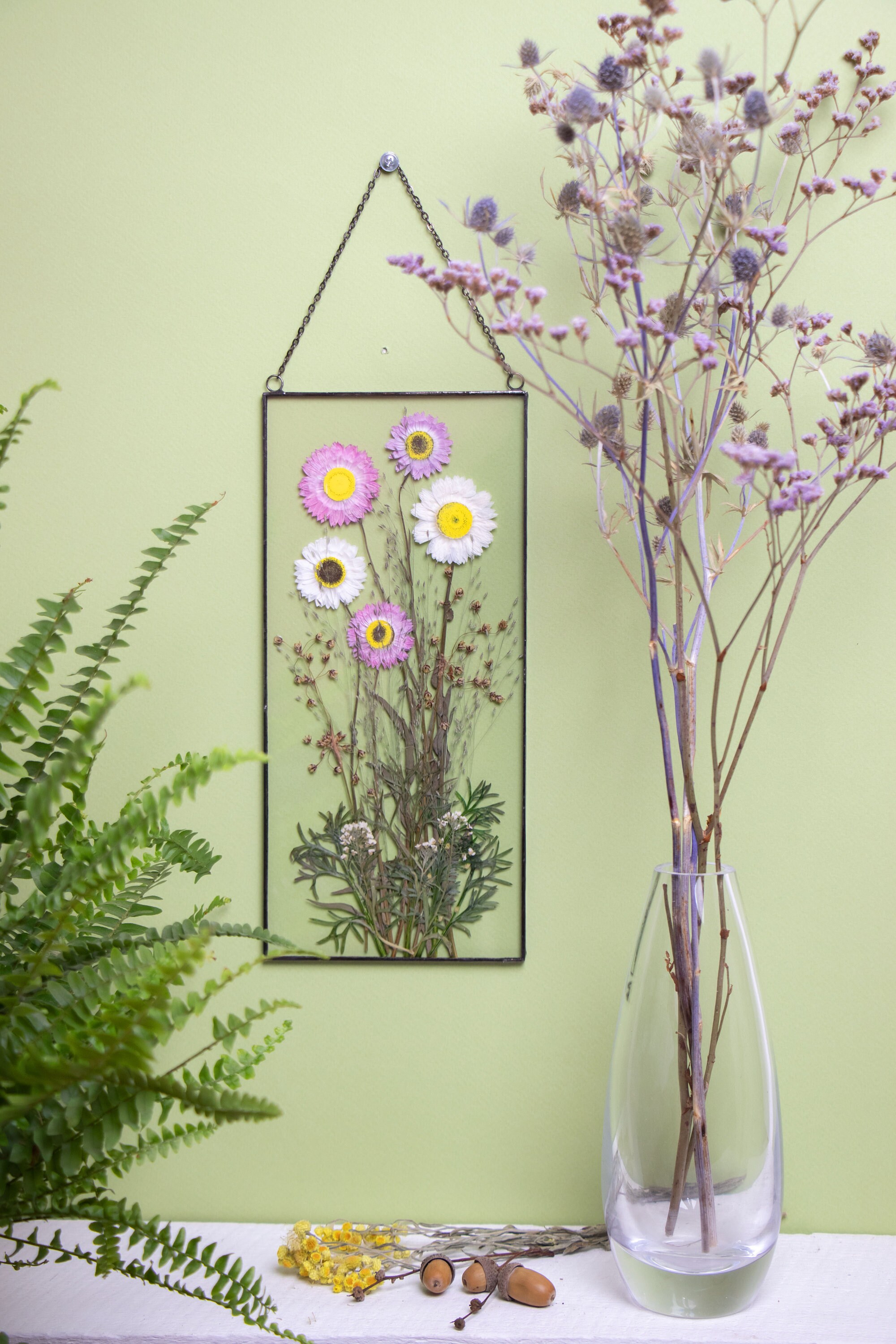 Framed pressed flowers decor. Original herbarium. dry flower Etsy