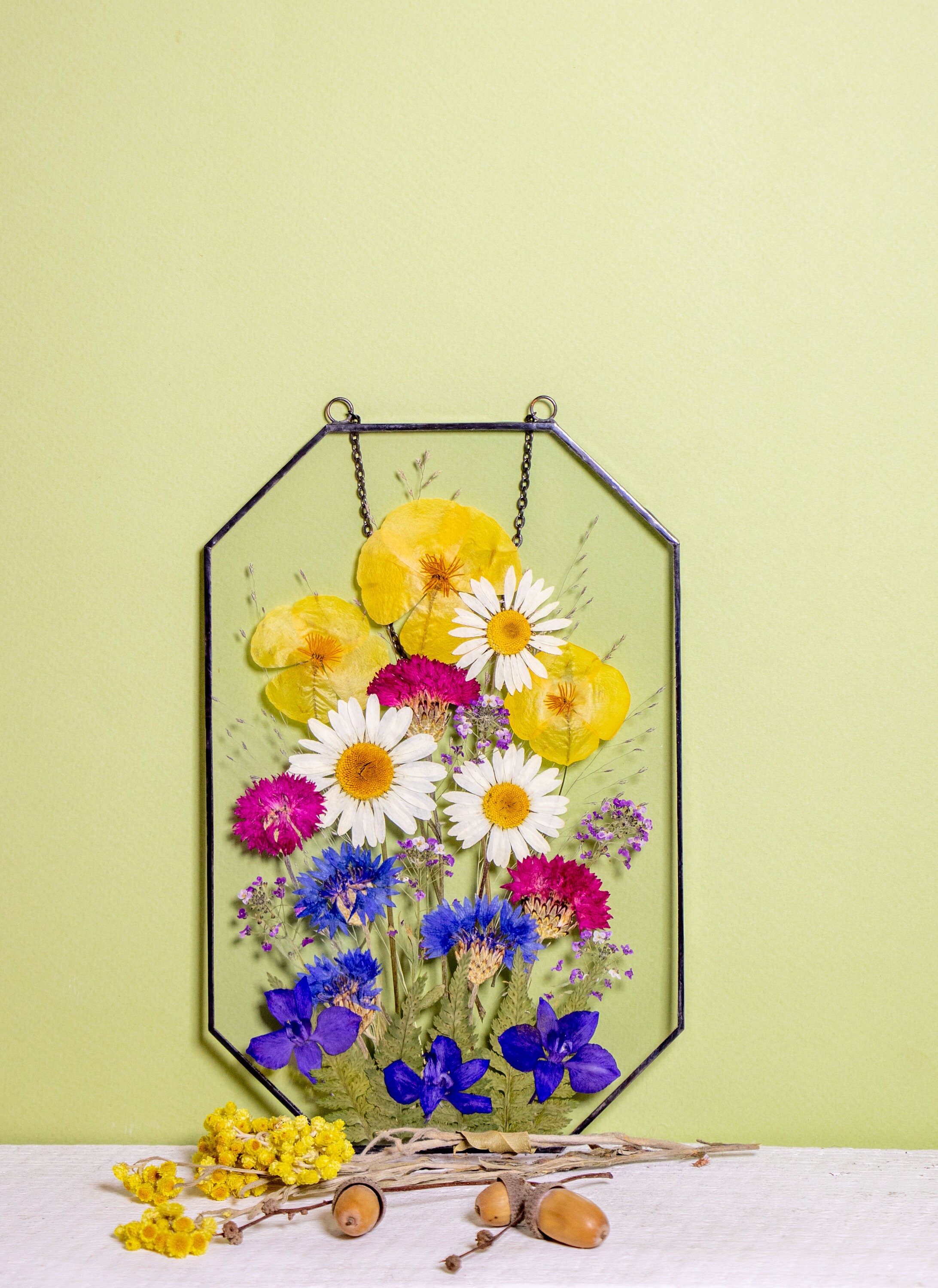 Pressed Flower Frame Framed Pressed Flowers Decor. Handmade Etsy
